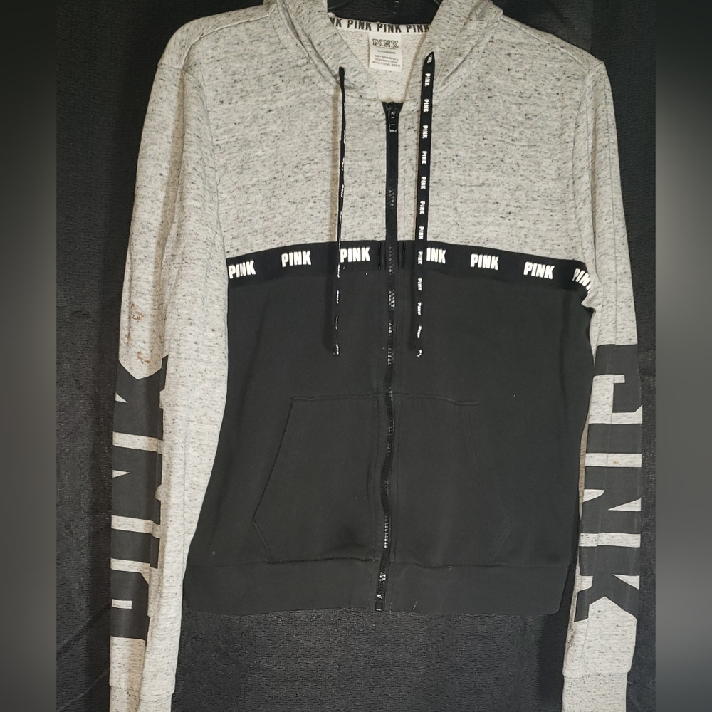 PINK Victoria's Secret Gray and Black Hoodie
